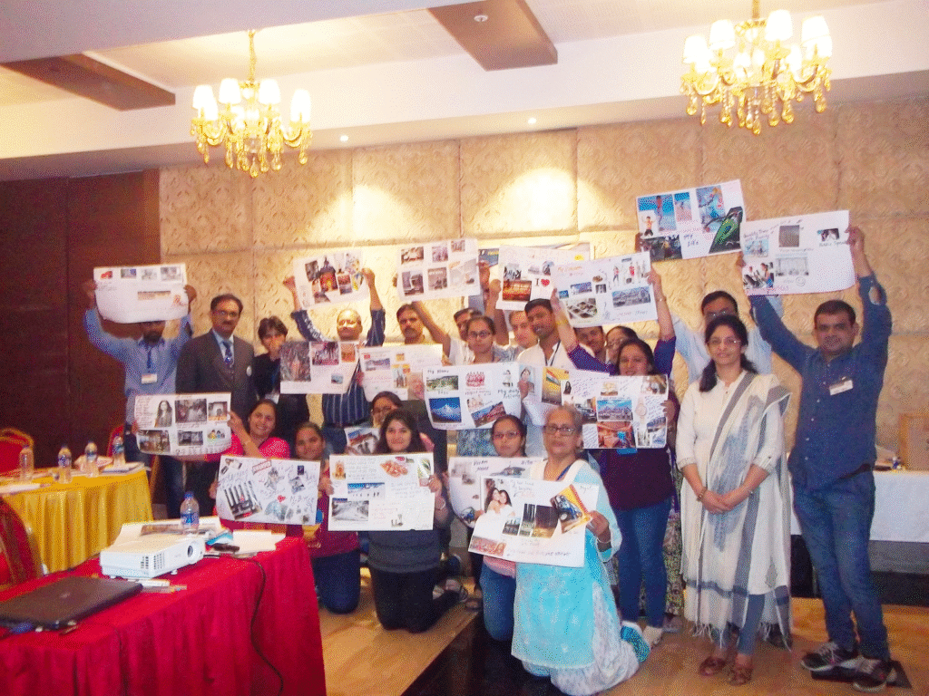 Group of Participants in YashVivek Workshop showing their Vision Boards